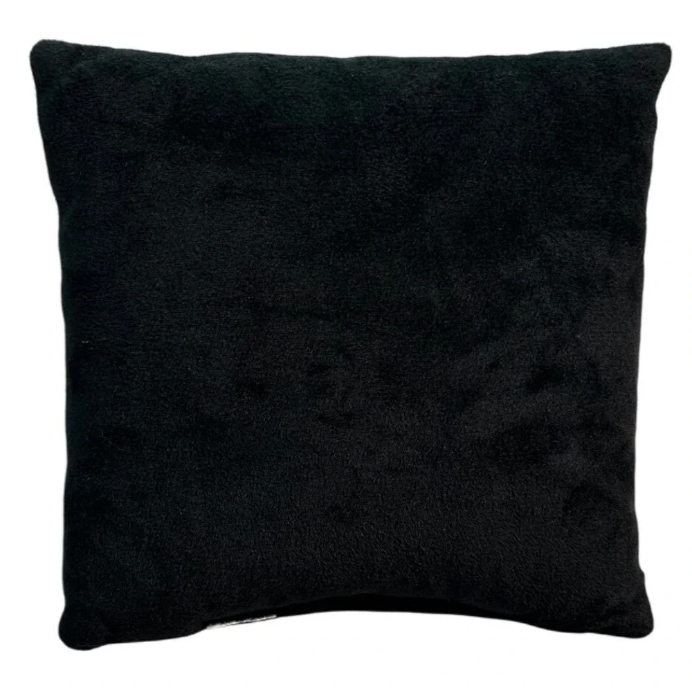 Halloween Decor Pillow Black Ghost Skeleton Hey Boo Embroidered Accent Red Heart